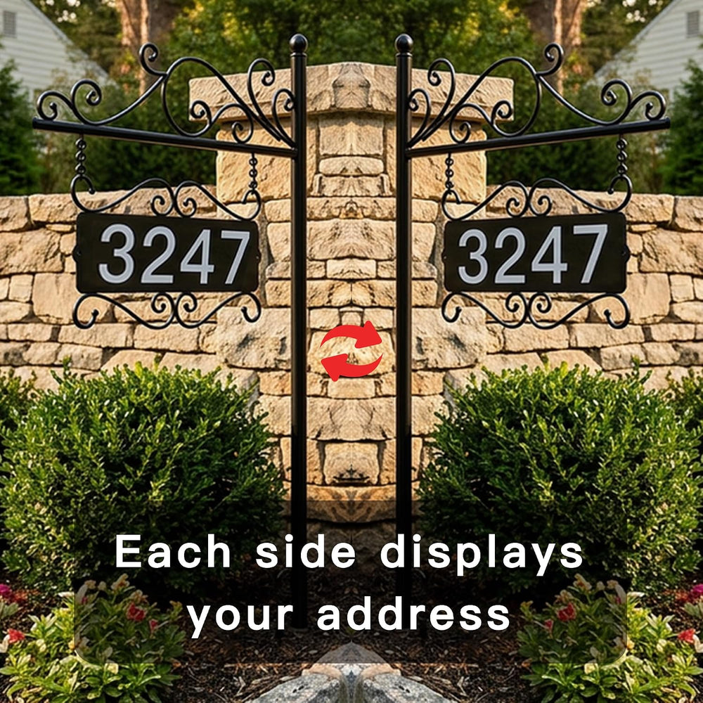 Metal Address Plaque,Double-Sided Street House Numbers for Outside