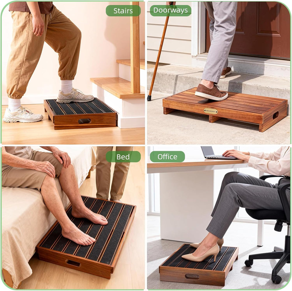 HouseJoy Wooden Step Stool for Adults: 3.6" High One Step Stool Nonslip