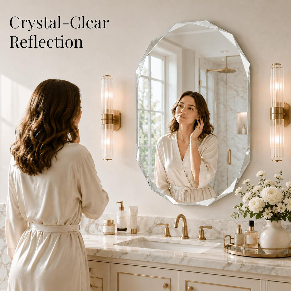 24x36 Inch Oblong Oval Frameless Beveled Edge Bathroom Mirror