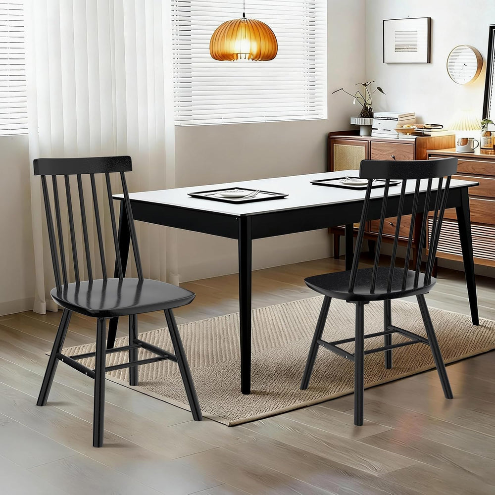 AreShark Windsor Dining Chairs Solid Wood Spindle Back, Set of 4, Black
