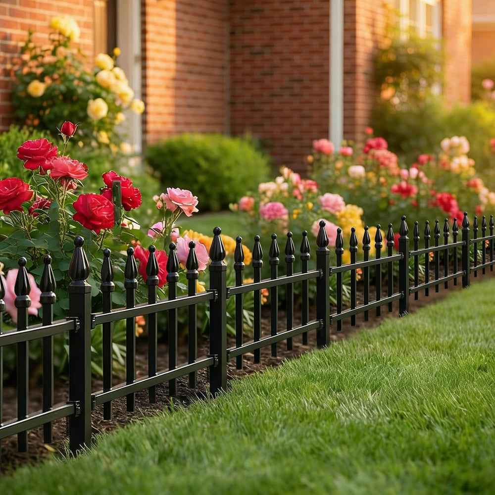 5-Pack Garden Border Fence, 23" W x 17" H, Black