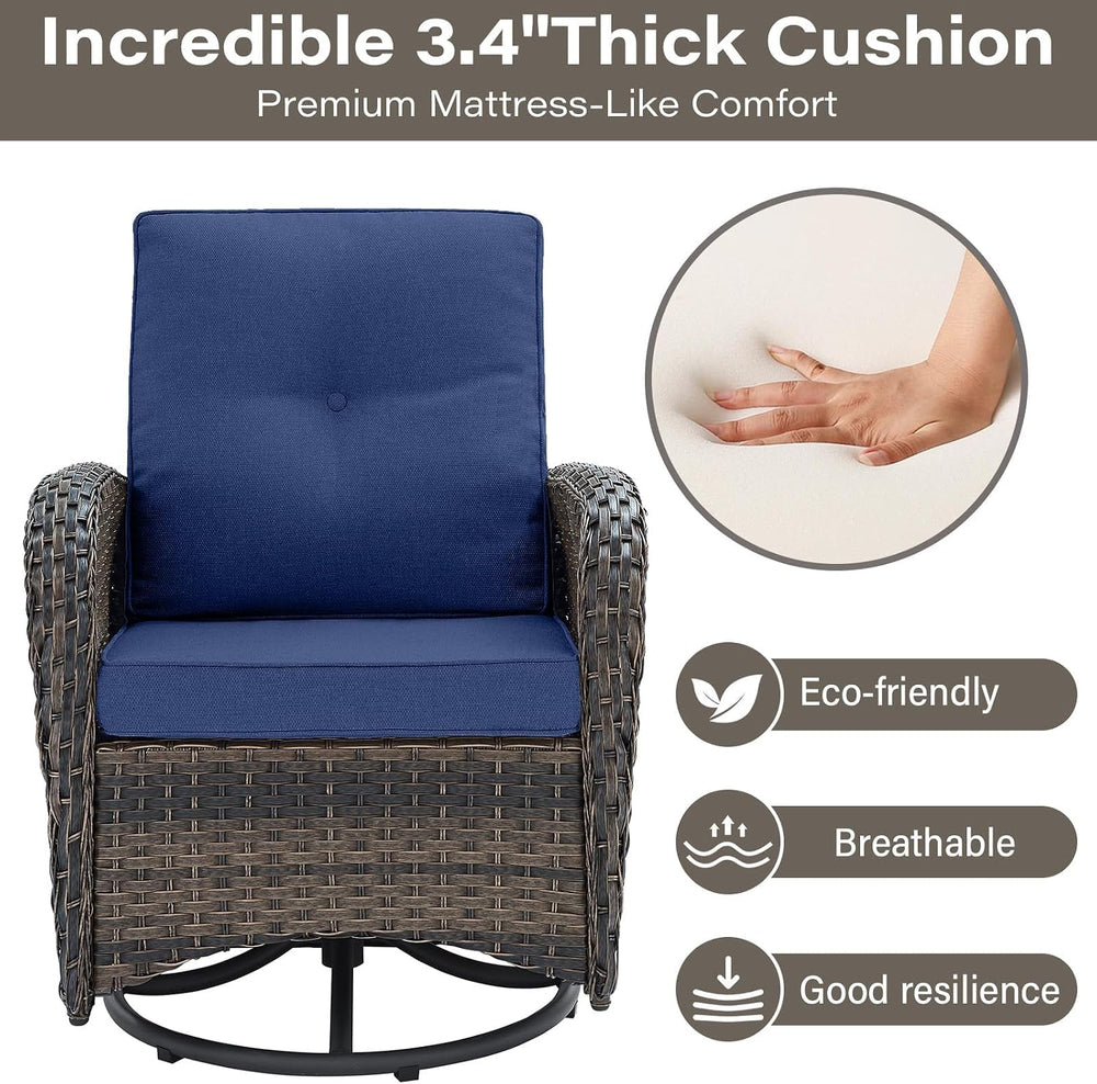 Belord Patio Furniture Swivel Glider PE Wicker Chairs, Outdoor Swivel Rocker ...