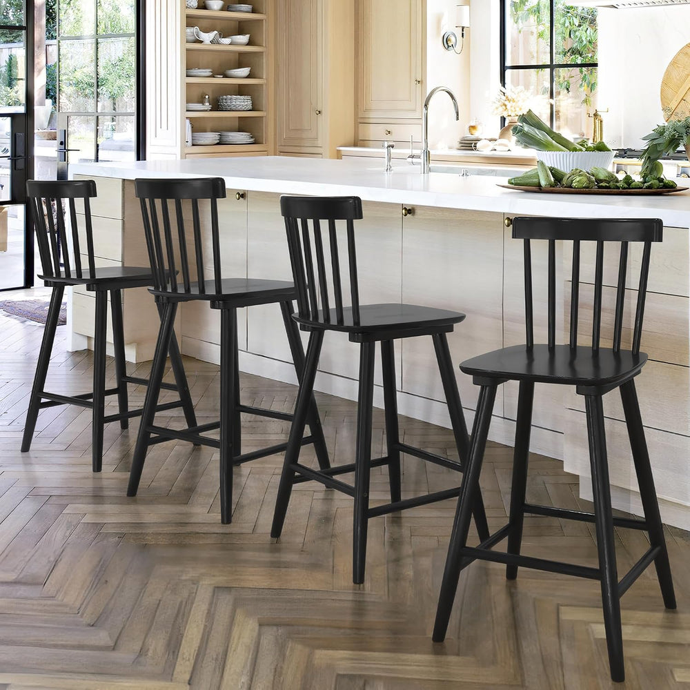 LUE BONA Windsor Wooden Bar Stools Set of 4 for Kitchen Island, Farmhouse 24 ...