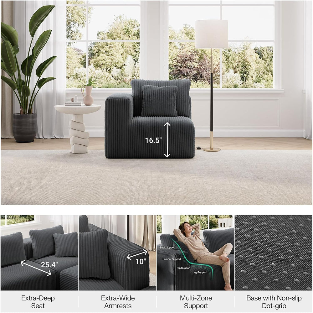 Novilla Modular Sectional Sofa, Modern Cloud Sectional Couch with Smarts Coil...