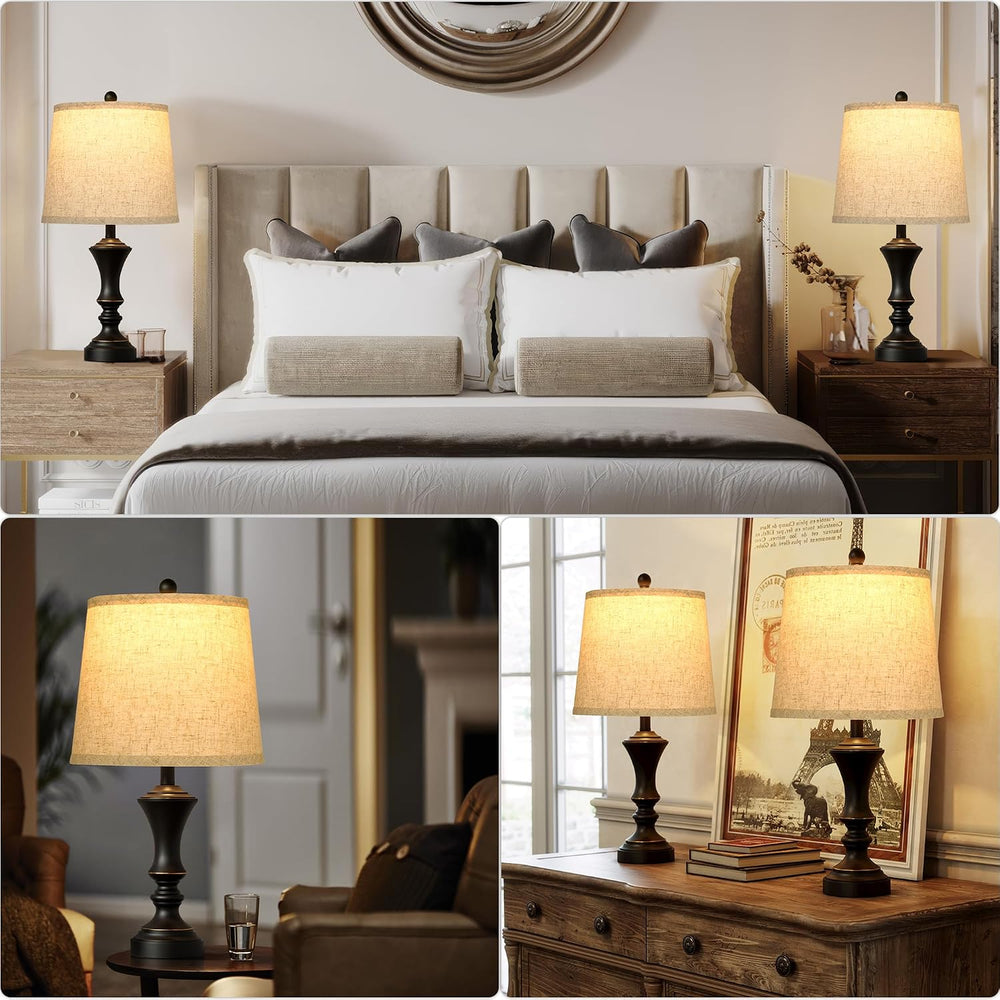 ROTTOGOON Retro Table Lamps Set of 2, Nightstand Lamp for Bedroom Vintage Rus...