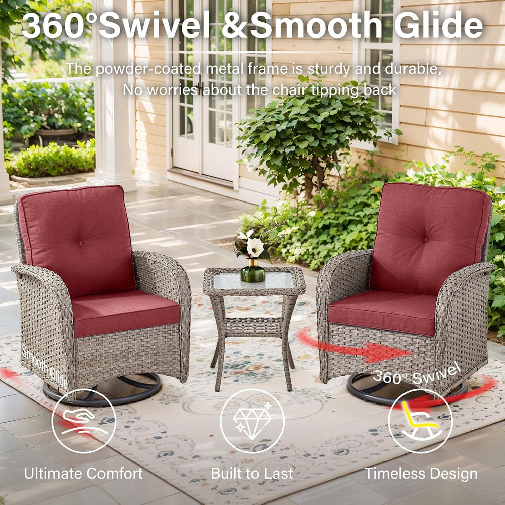 Belord 5 Piece Swivel Rocker Glider Outdoor Chairs Set of 2 with Ottoman and ...