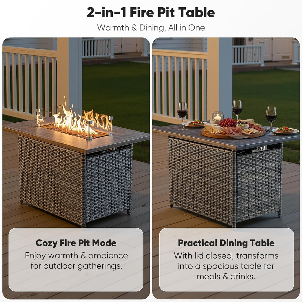 Luxury Patio Furniture Set with 42.5" Fire Pit Table, 6 Pieces High Back...