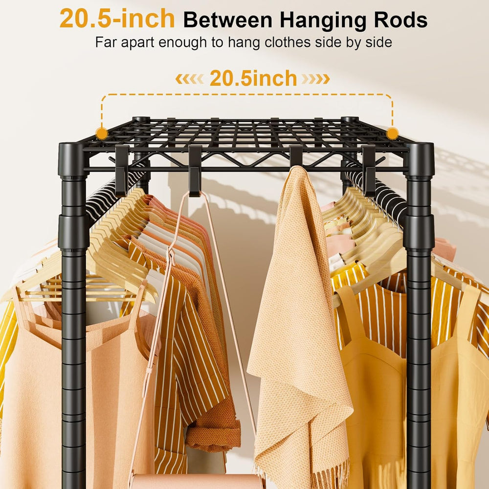 ULIFHOME P7 Rolling Clothes Rack, Clothing Racks for Hanging Clothes, Black