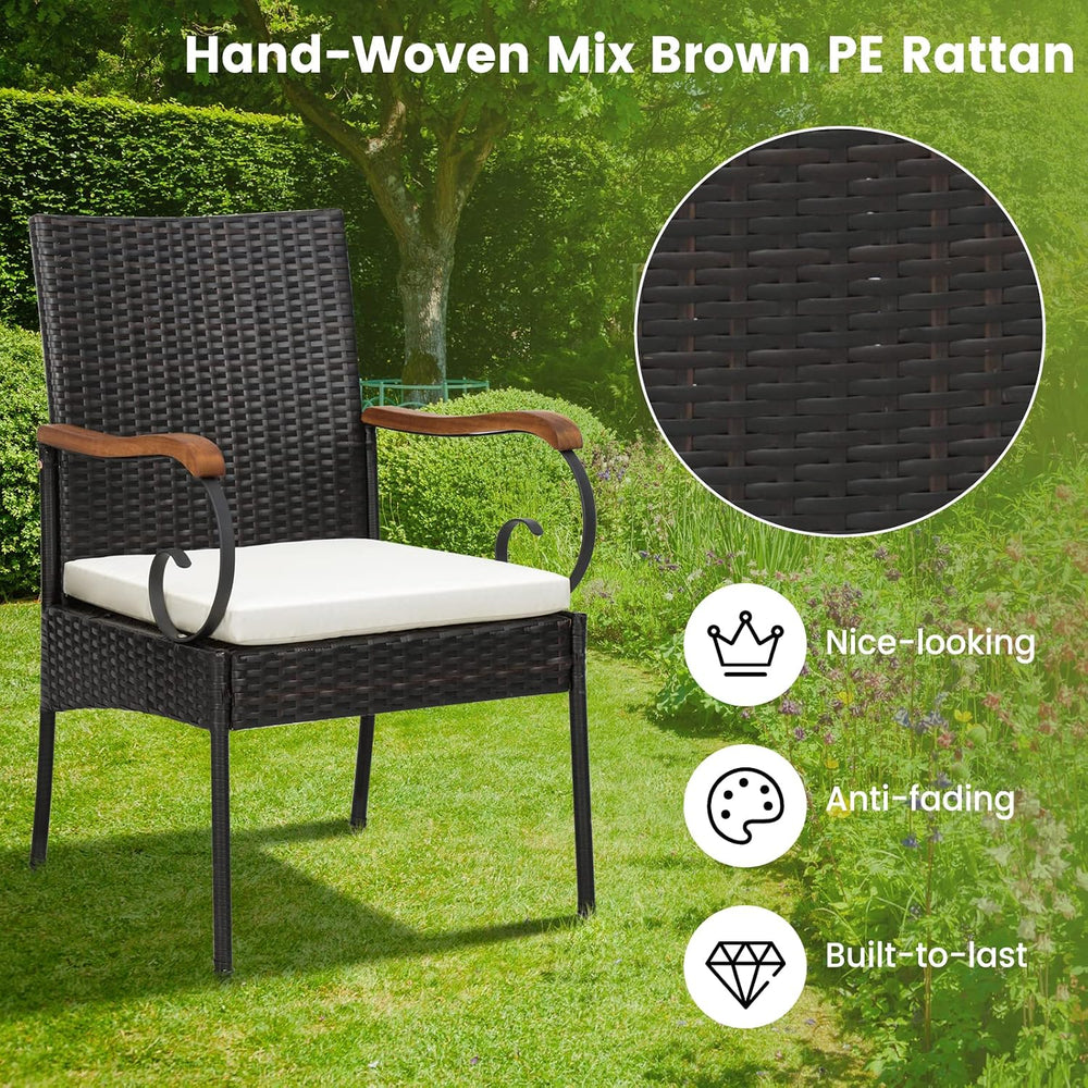 Tangkula Patio Wicker Chairs Set of 4, All Weather Heavy Duty Outdoor PE Ratt...