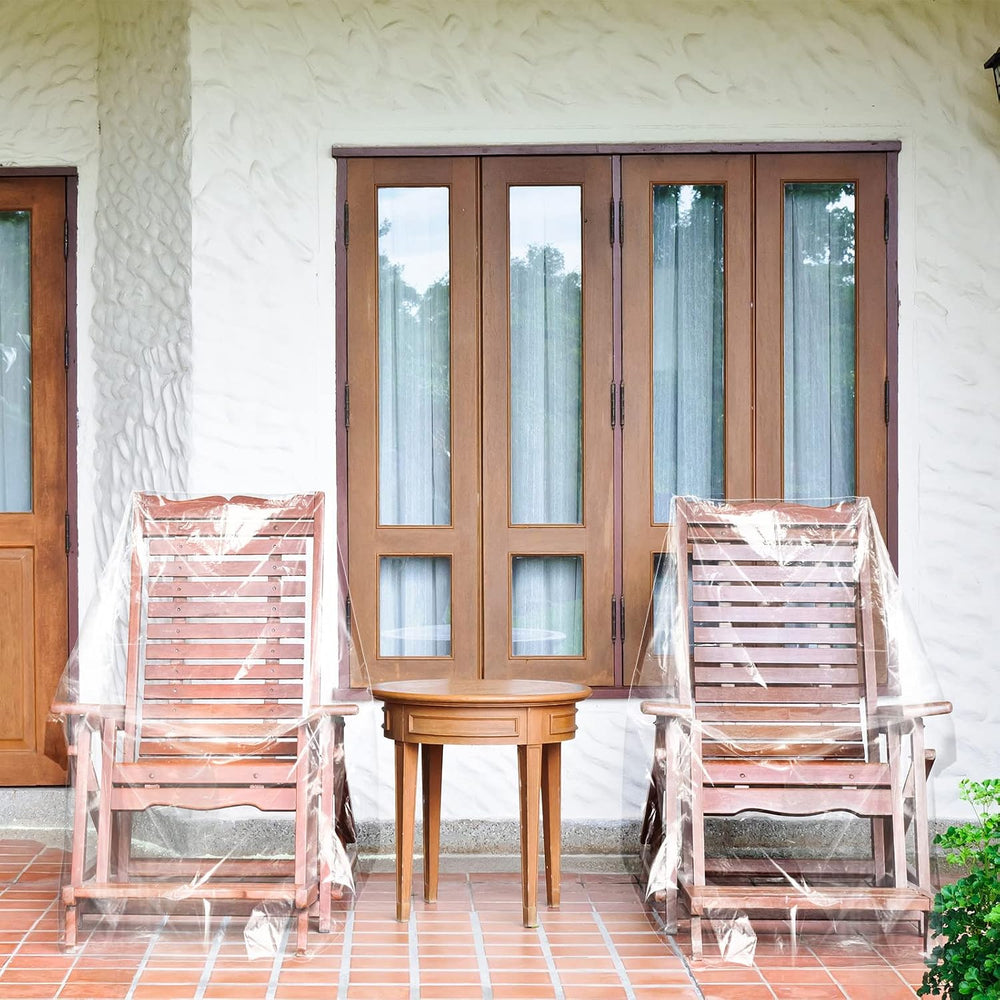 Tudomro 8 Pcs Outdoor Clear Plastic Chair Covers Waterproof Dust Proof