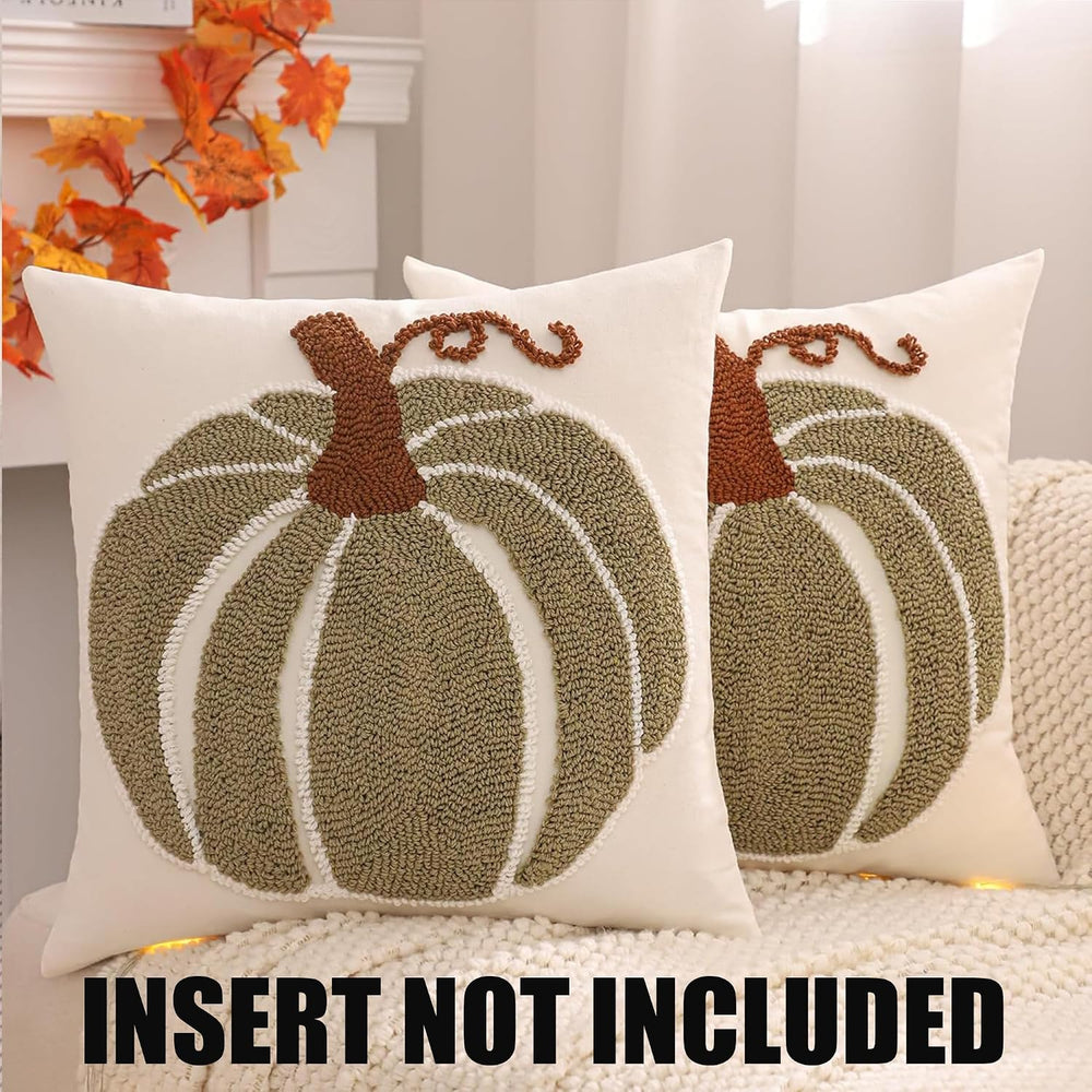 Halloween Fall Throw Pillow Covers 20x20 Set of 2 Green Pumpkin
