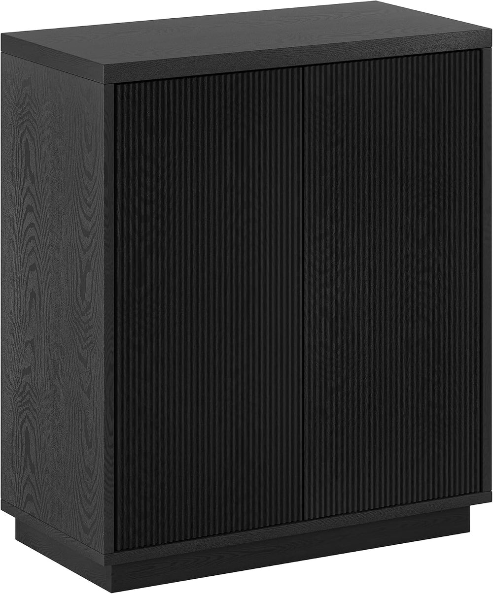 Henn&Hart 28" Fluted Accent Cabinet, Sideboard Buffet, Natural Black