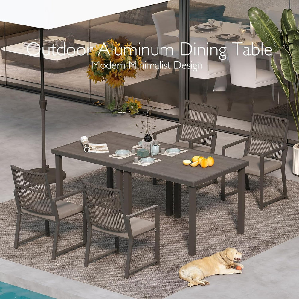 Aluminum Outdoor Anti-Corrosion Dining Table, Black, 1 Pcs