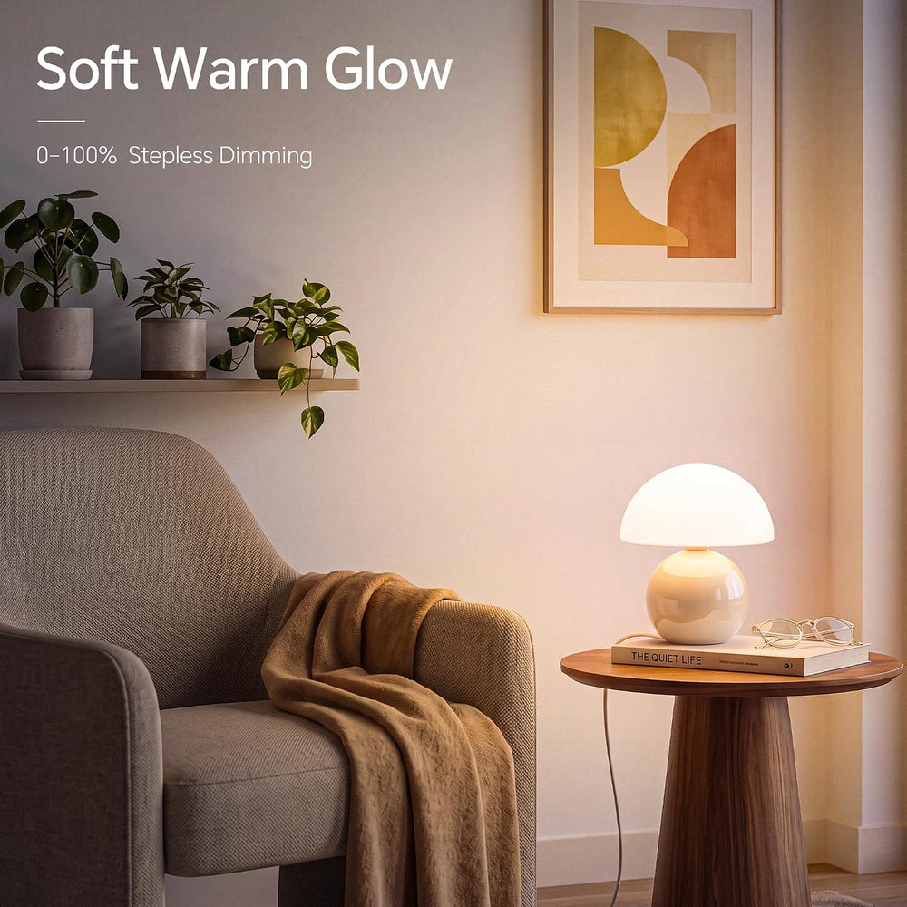 Dawnwake Mushroom Lamp Table Lamp for Bedroom-Small Desk Table Lamps,Cream