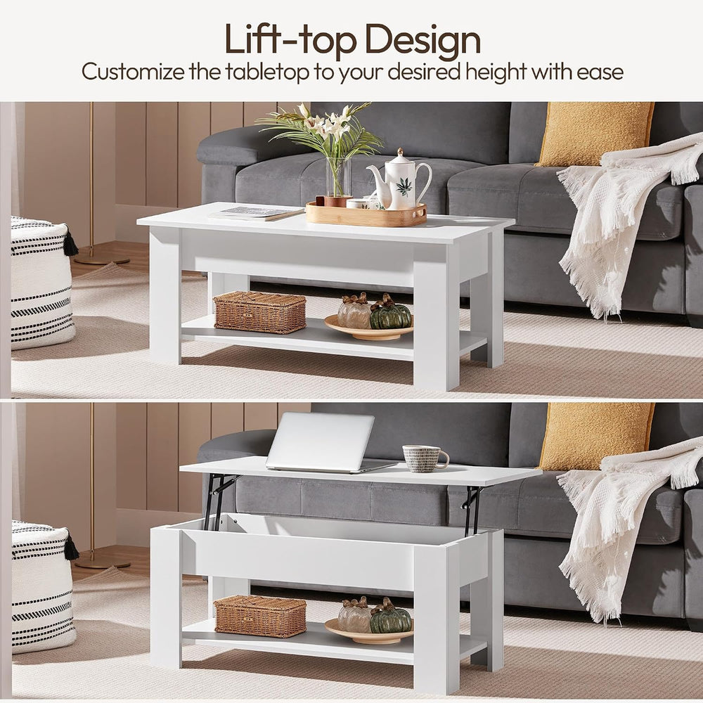 Yaheetech White Lift Top Coffee Table with Storage for Living Room, 38.6"