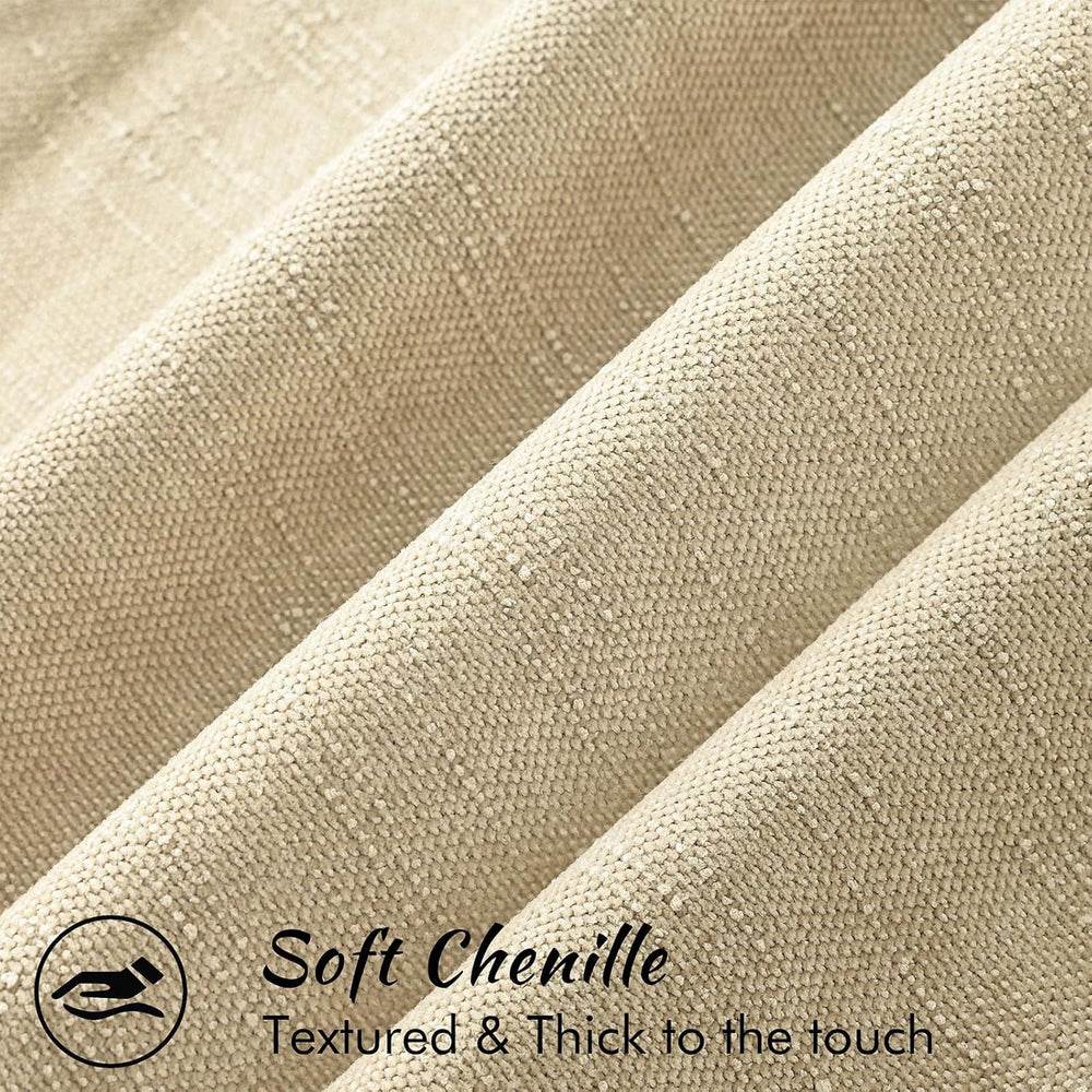 decorUhome Chenille Decorative Throw Pillow Covers 24x24 Set of 2, Tan