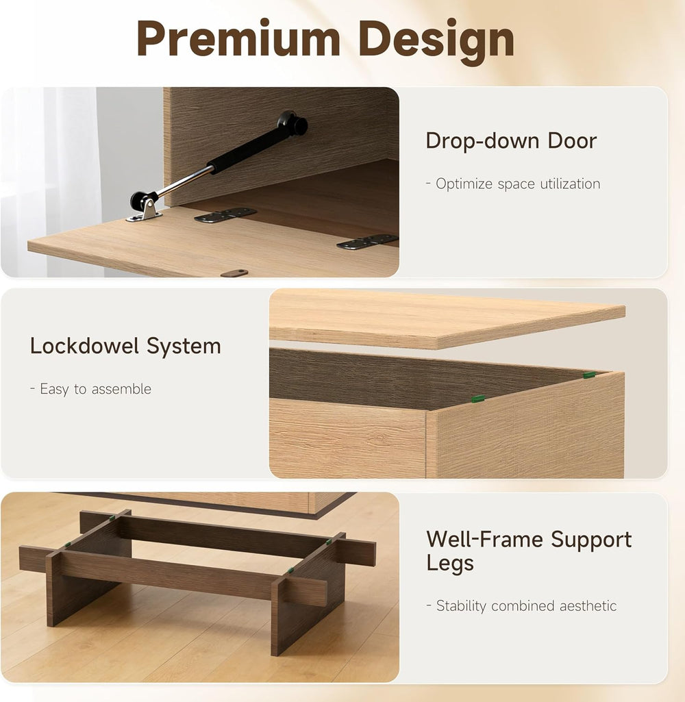 Sebastack 3 Drawer Dresser,23.6"W Stackable Storage Cabinet in Oak Duet