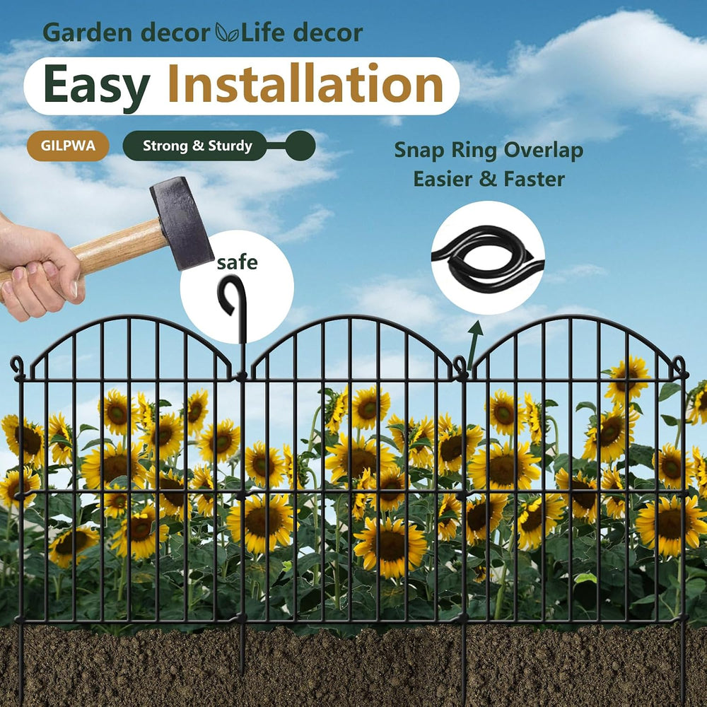 15 Panels Decorative Garden Fence, 15.94ft x 23in Animal Barrier Fencing Arch...
