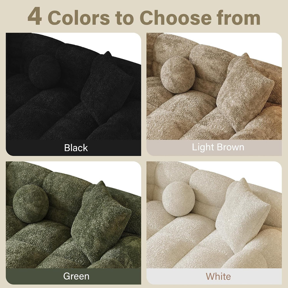 Wrofly 2-Piece Chenille Cloud Sofa Set, Loveseat & 3-Seater, Light Brown