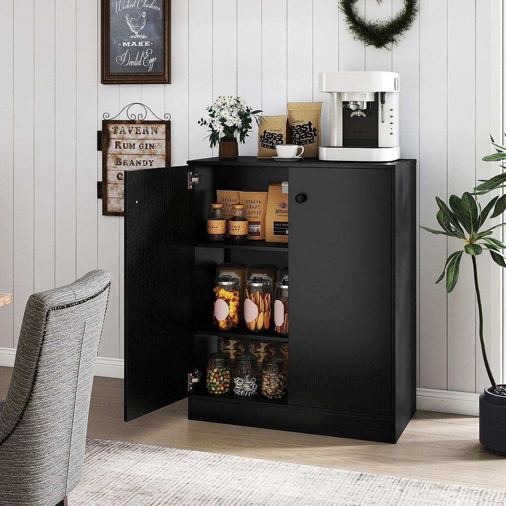 GIANTEX 2-Door Storage Cabinet, Buffet Cabinet with Storage, Black