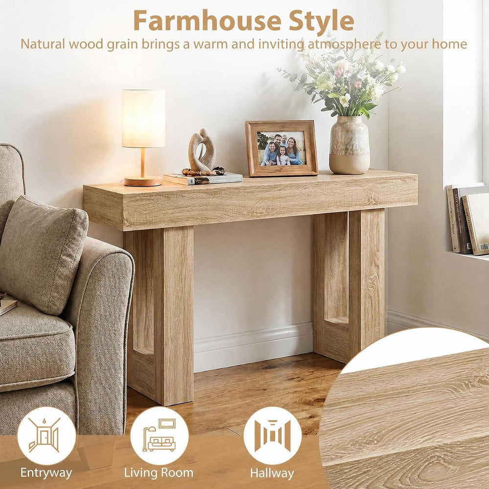 GIANTEX 63" Long Console Table, Farmhouse Wooden Rectangular Sofa Table