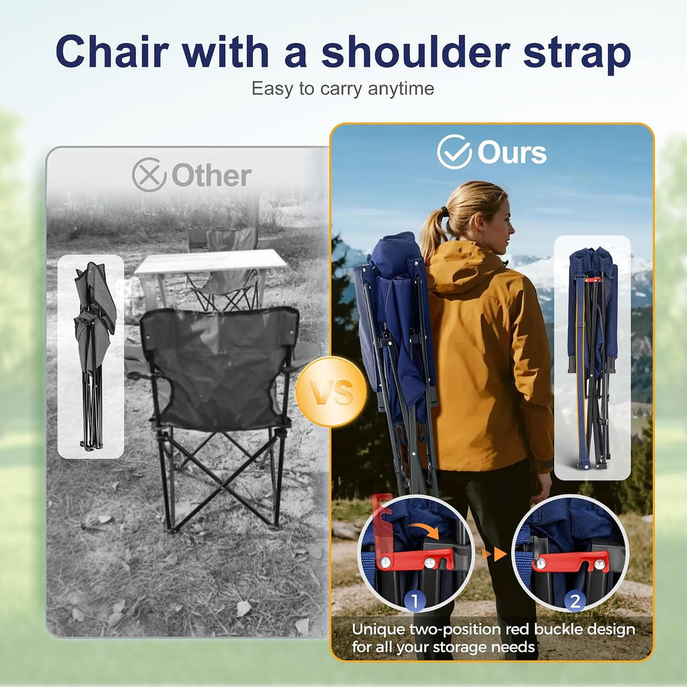 LET'S CAMP Oversized Camping Chairs High Back Lawn Chair 2 Pack(Blue)500LBS
