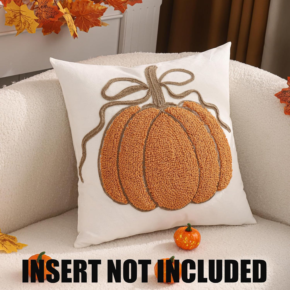 Fall Pillow Covers 18x18 Set of 2 Halloween Decor Orange Pumpkin