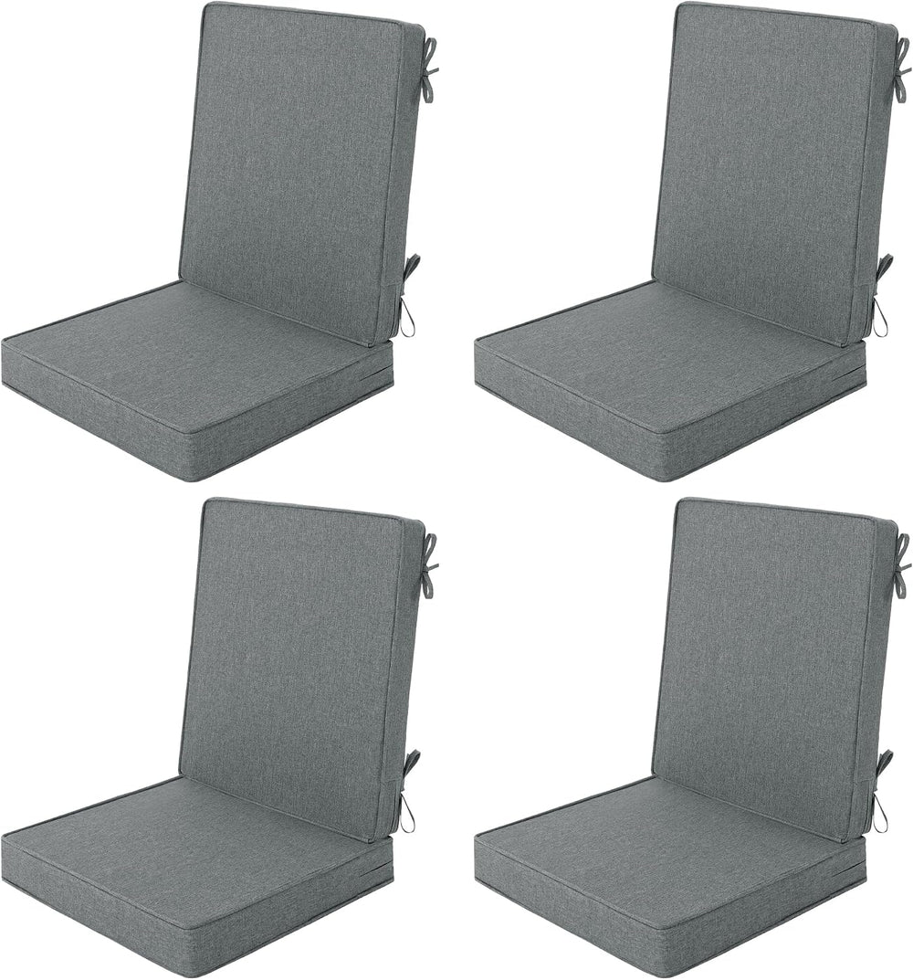 Outdoor Chair Cushions 20x20 Inch, Set of 4, Dark Grey