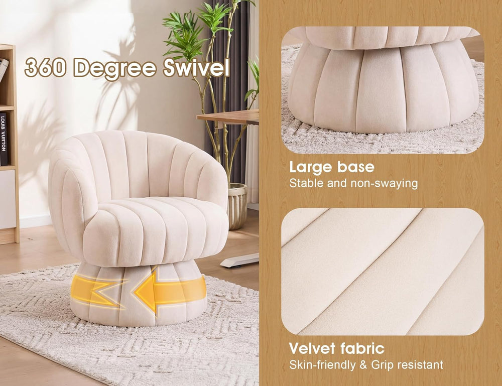 Mistpople Mid Century Modern 360 Degree Barrel Swivel Accent Sofa Chair,Fluff...
