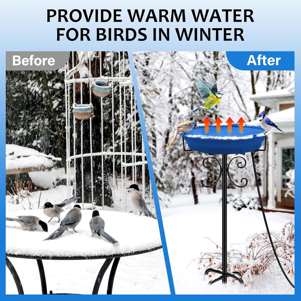 Daoeny 100W Heated Bird Baths for Outdoors, Winter Heated Birdbath, Blue