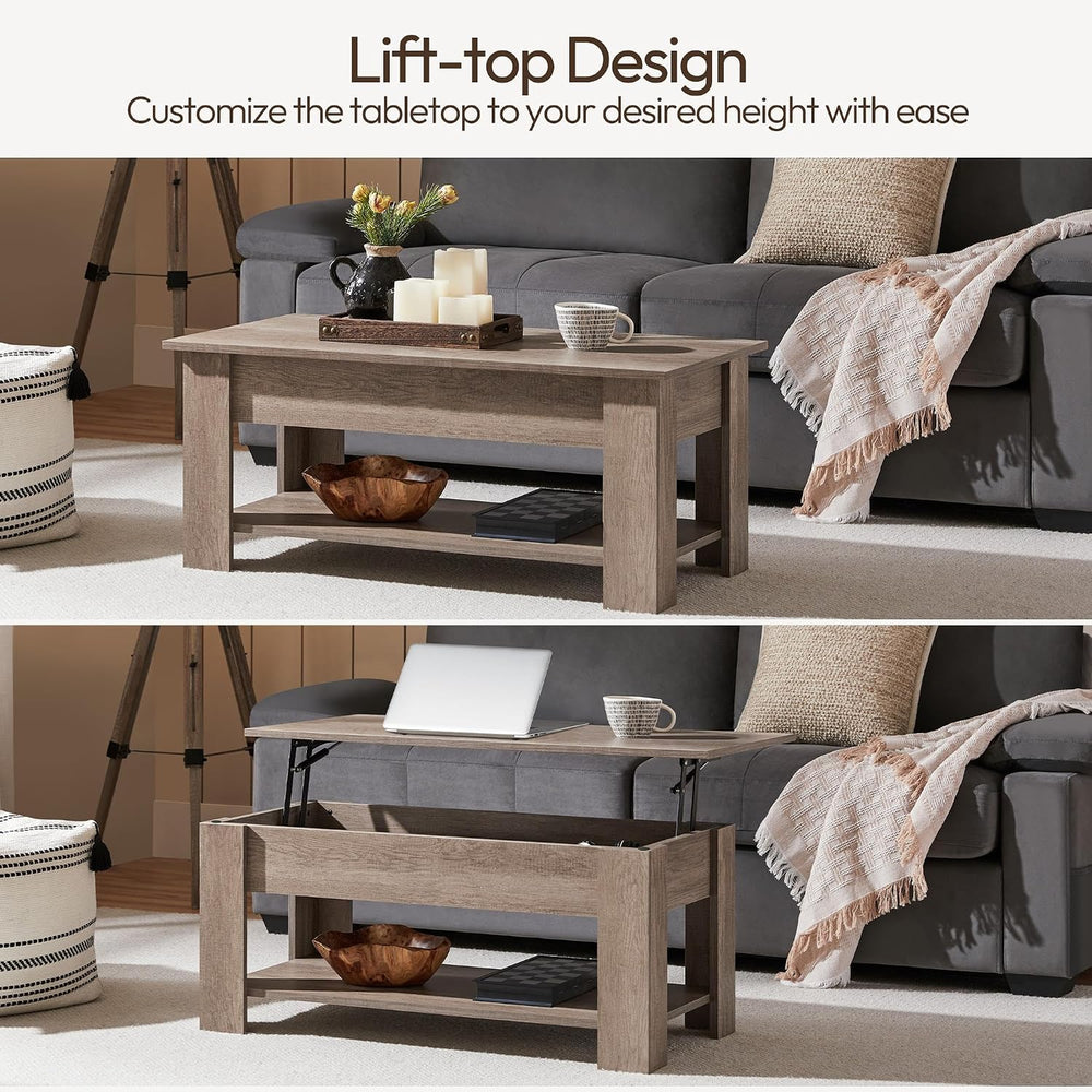Yaheetech Lift Top Coffee Table with Hidden Storage & Shelf, Gray, 38.6&q...