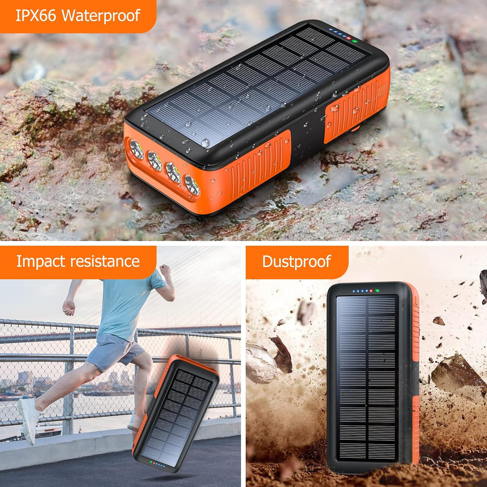 boogostore Solar Charger Power Bank 27000mAh, Portable Charger with 4 Output ...
