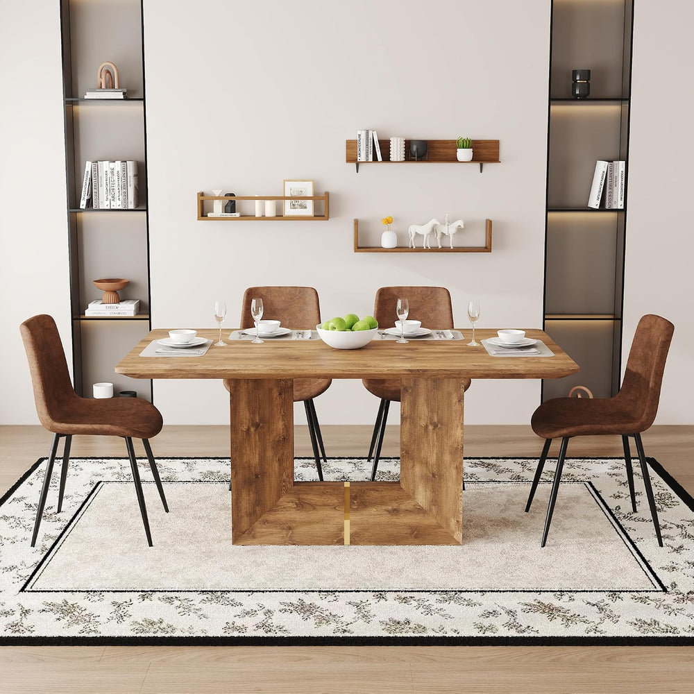 63'' Dining Table Set for 4, Wooden Dining Table Set with Chairs