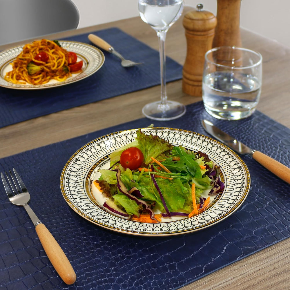 Set of 6 Faux Leather Placemats, PU Table Mats, Waterproof, Stain Resistant, ...