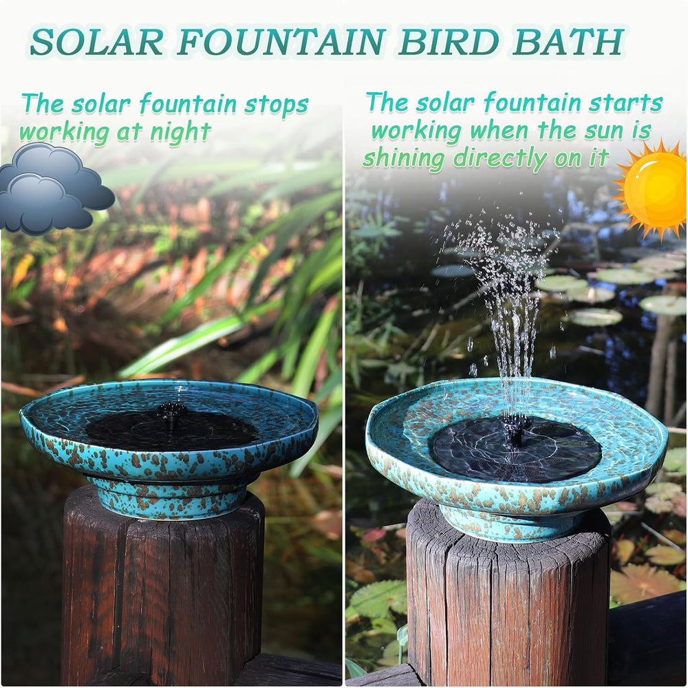 11.6" Solar Ceramic Bird Bath Bowl,Bird Bath Fountain for Outside