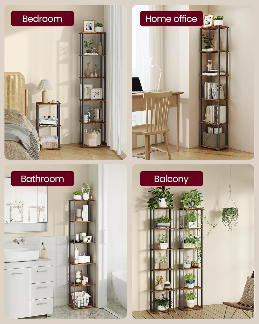 VASAGLE 6-Tier Shelf, Storage Shelves, Bookcase with Shelves, Living Room