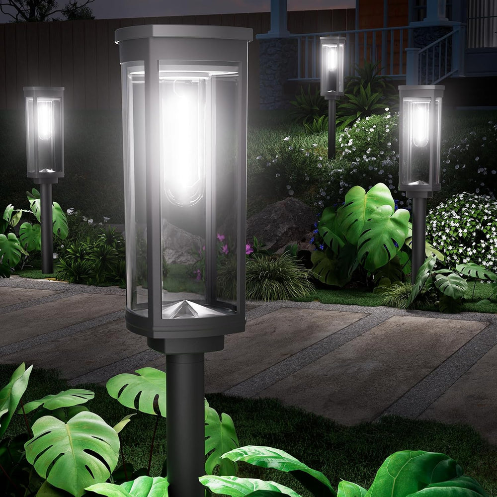 NEWMESSI Solar Pathway Lights Outdoor 8 Pack, Cool White, Clear Shade, IP65