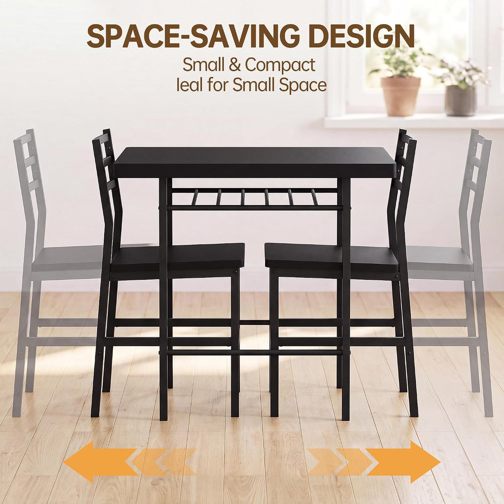 Furmax 3 Piece Kitchen & Dining Room Set, Dining Table Set for 2, Black