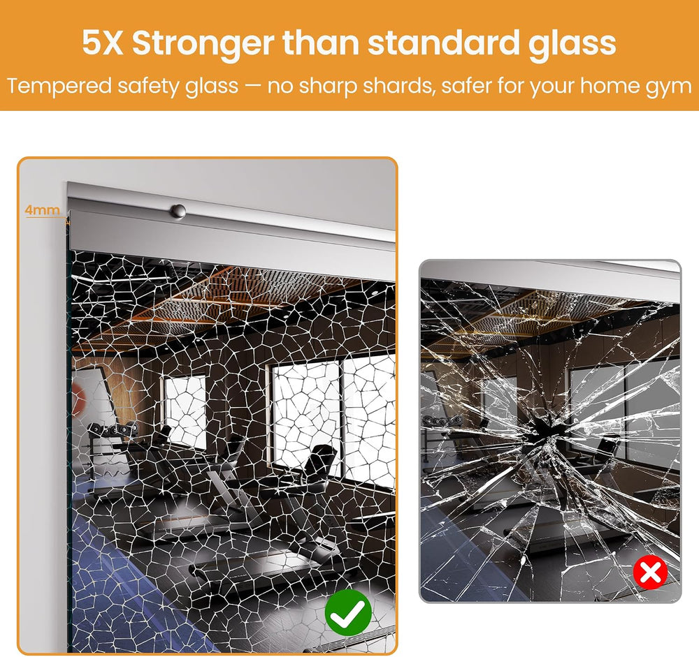 Home Gym Mirror, 56"x16"-2 PCS Gym Mirrors for Wall
