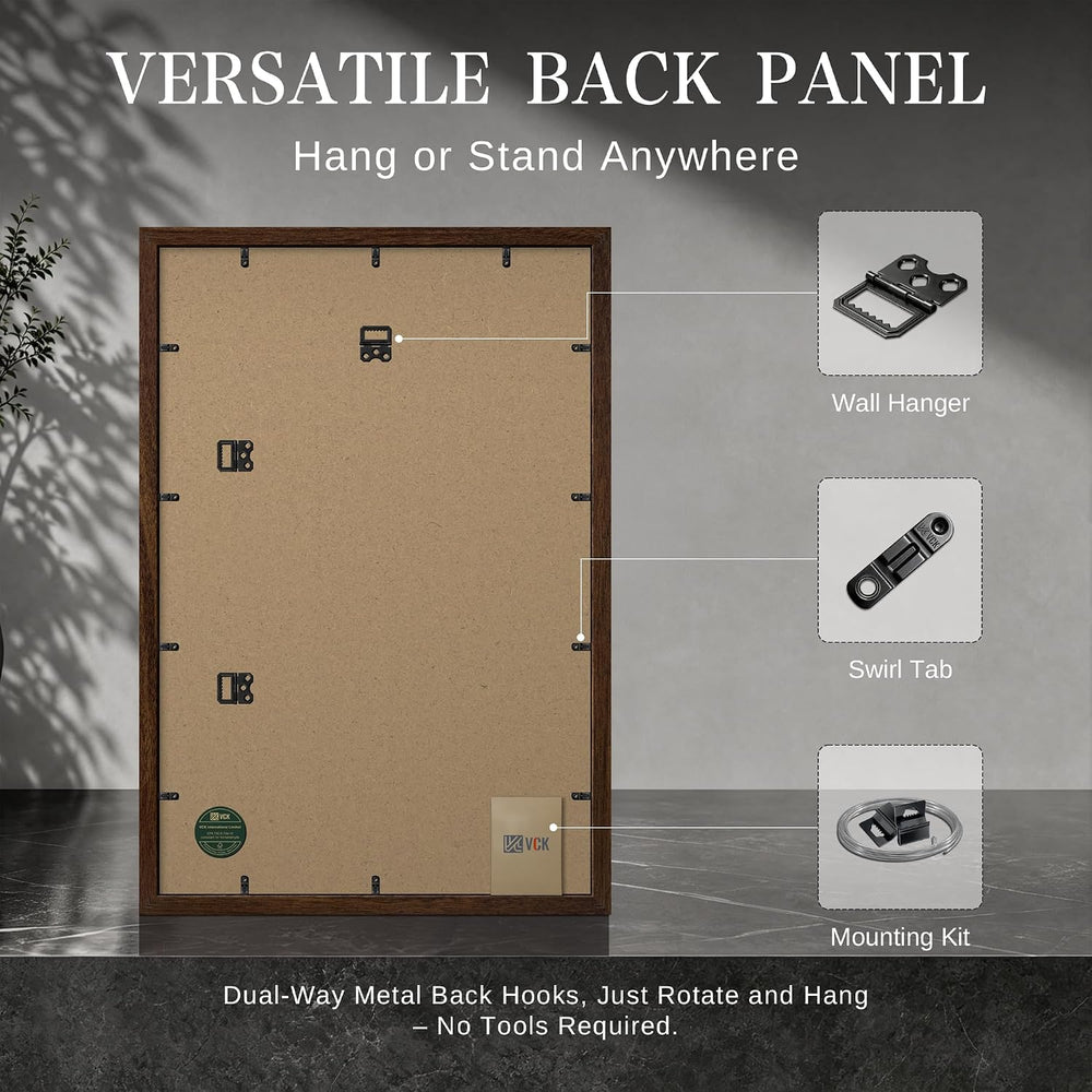 VCK 16x24 Frame, Brown Wood with 12x18 Mat, 2 Pack, Wall Hanging