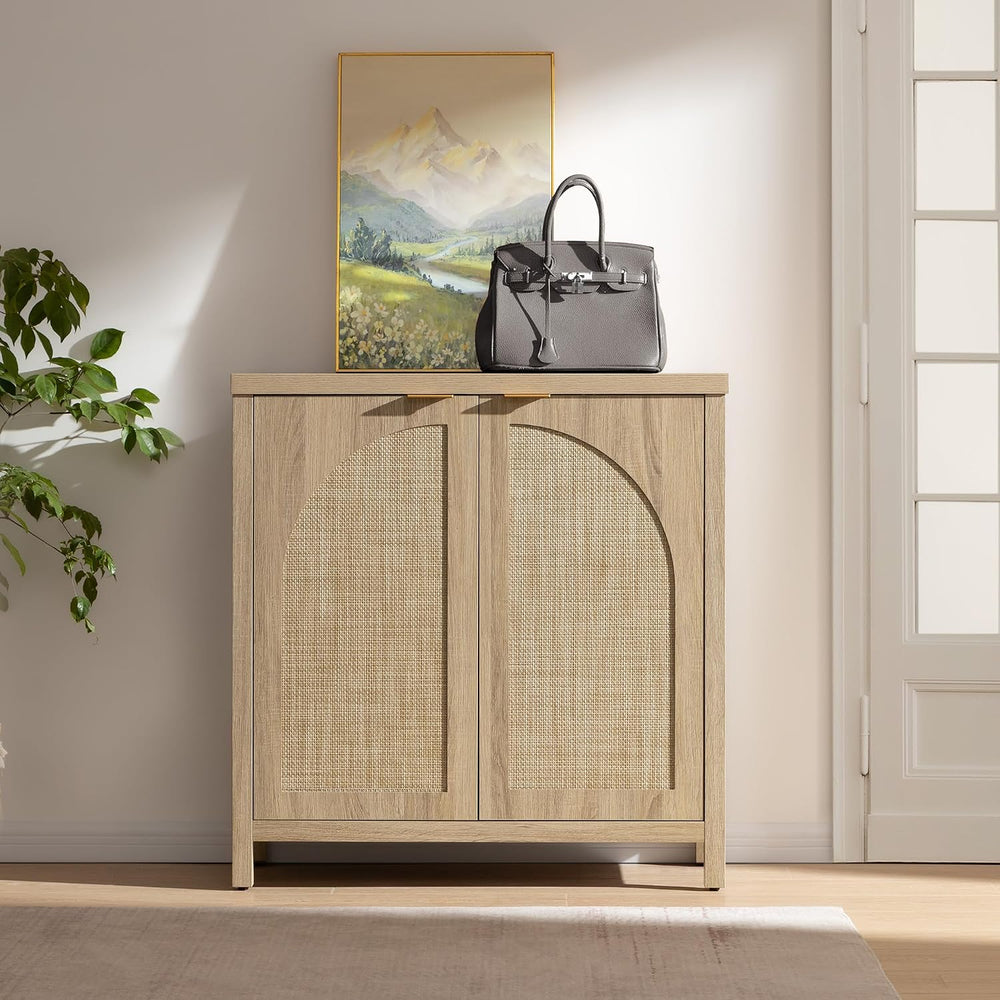 SICOTAS 102" Rattan Sideboard Buffet Cabinet with Storage Credenza Set of 3