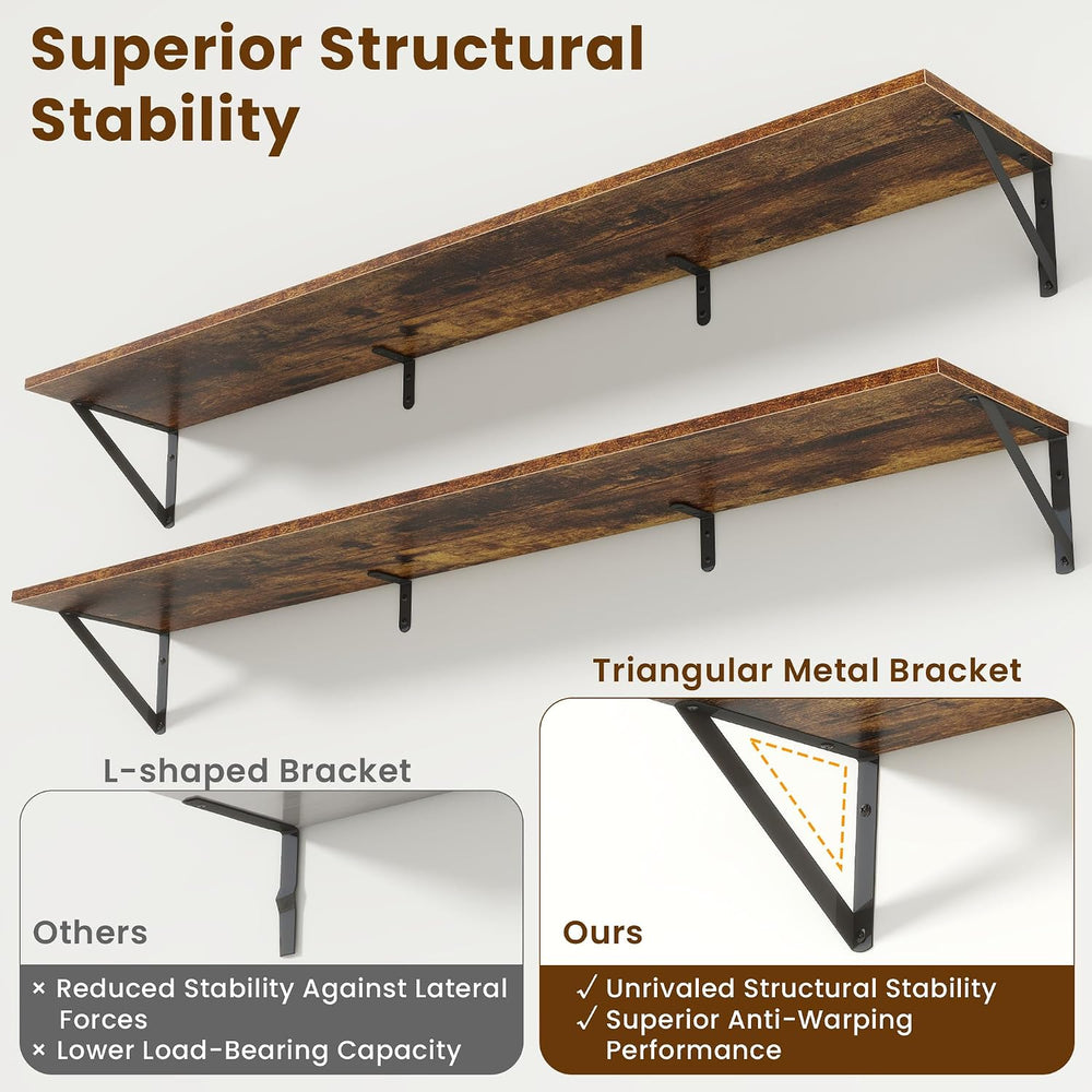 55" Long Wall Mounted Floating Shelves,8 inch Deep Floating Shelf with M...