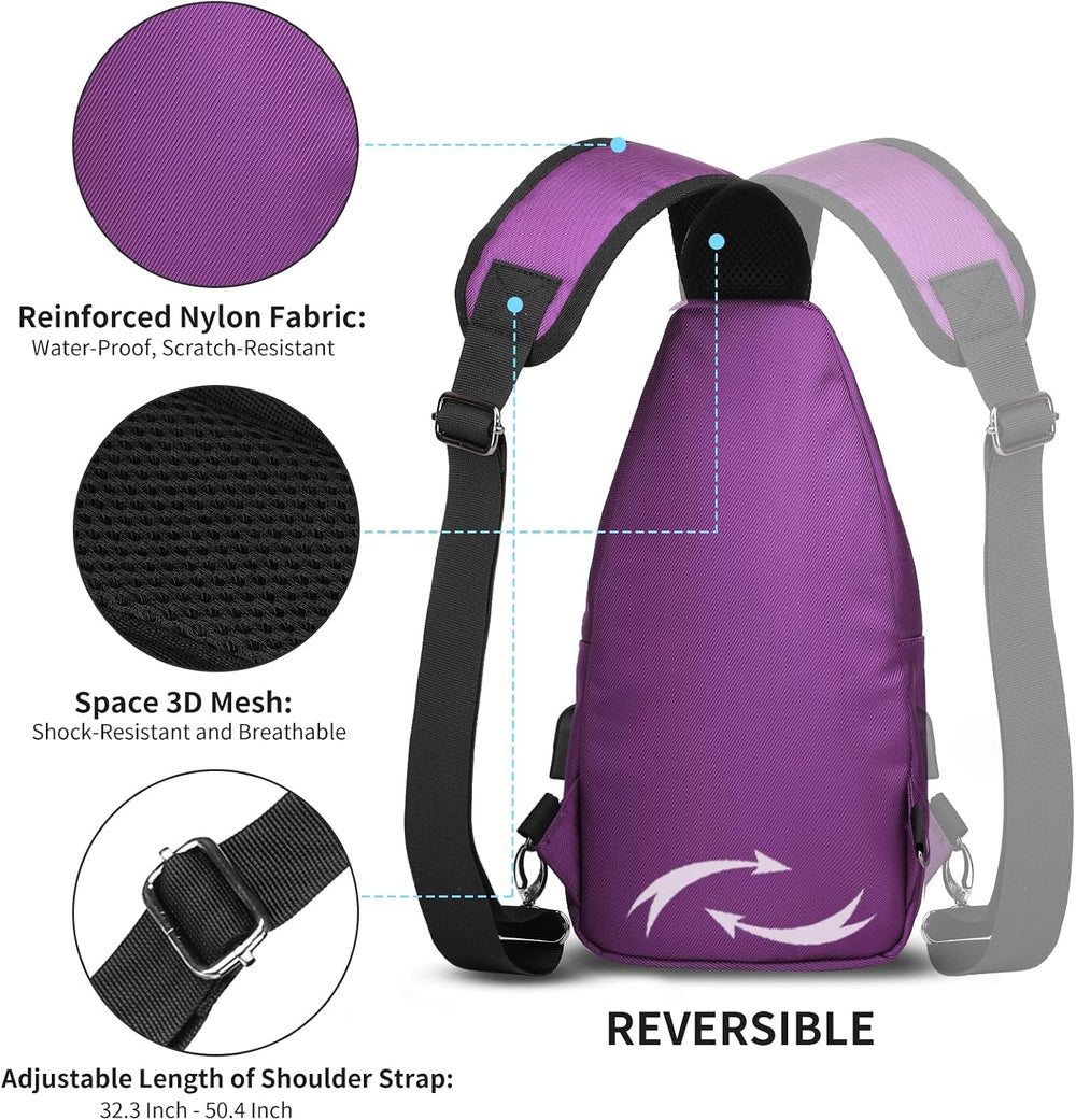 AMJ Crossbody Sling Bag Men Women, Casual Shoulder Backpack, Chest Daypack Sa...