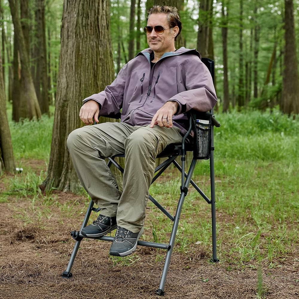 EVER ADVANCED Tall Directors Chair 31" Foldable Camping Mesh Black
