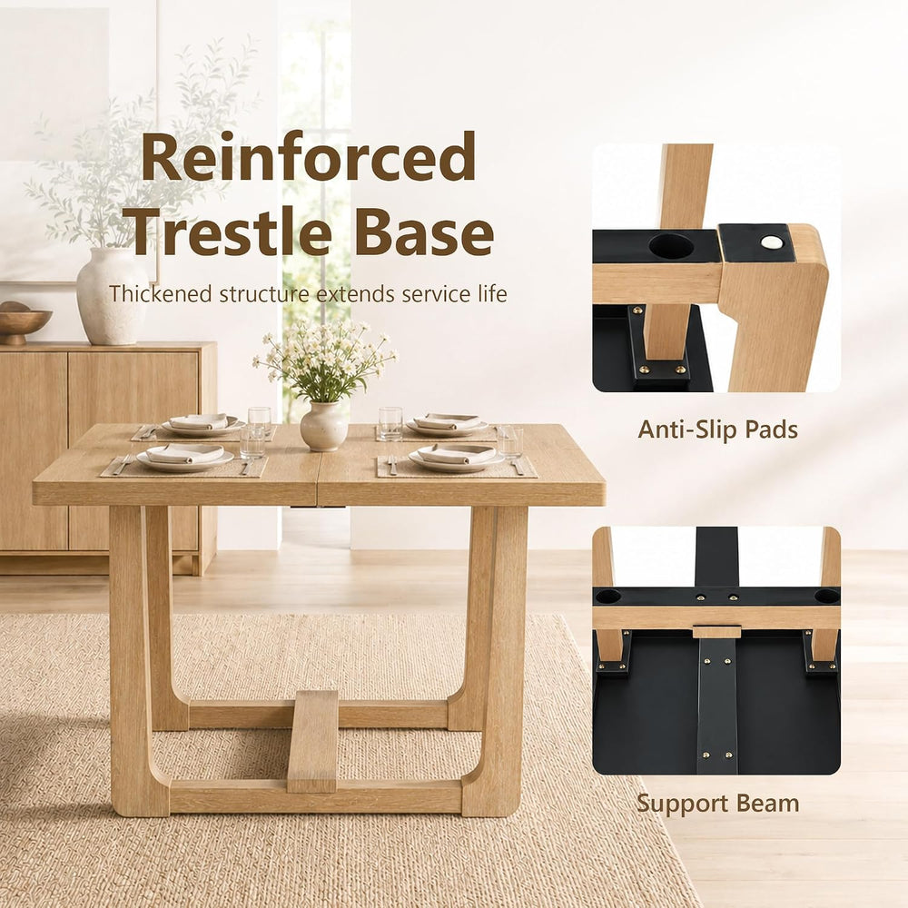 5-Piece Dining Table Set for 4 with Upholstered Chairs, Natural