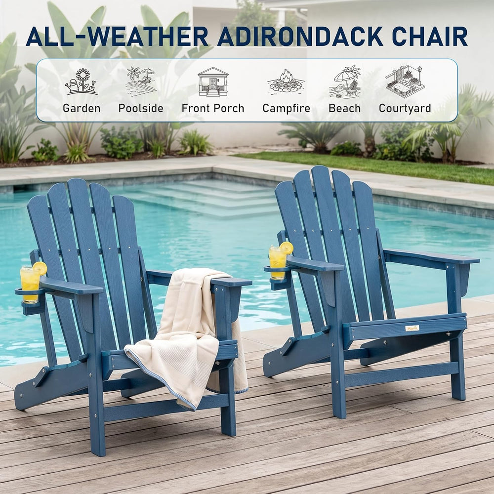 Oversized Folding Adirondack Chair 2PC, HDPE Fire Pit Chair W/400 LBS