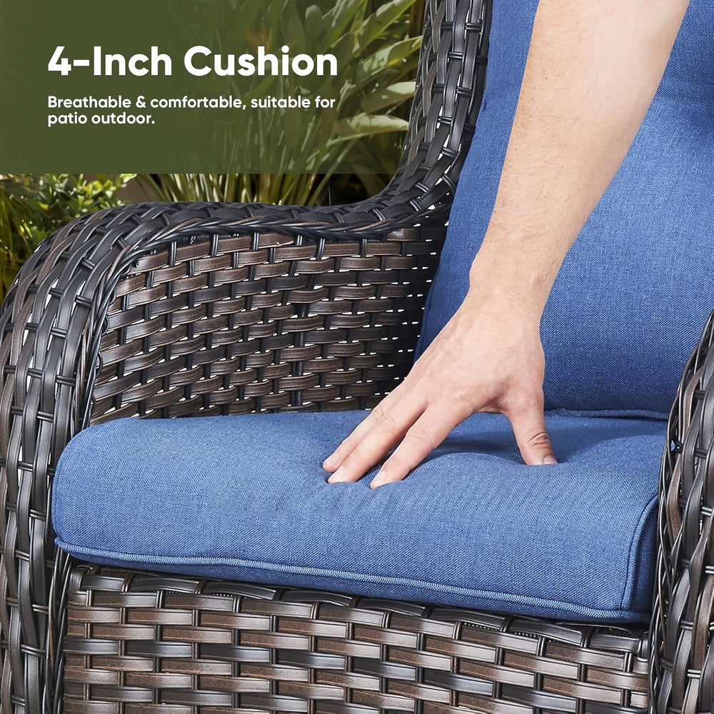 Rilyson Outdoor Wicker Patio Chairs Set of 2, High Back, Deep Seating, Wide A...