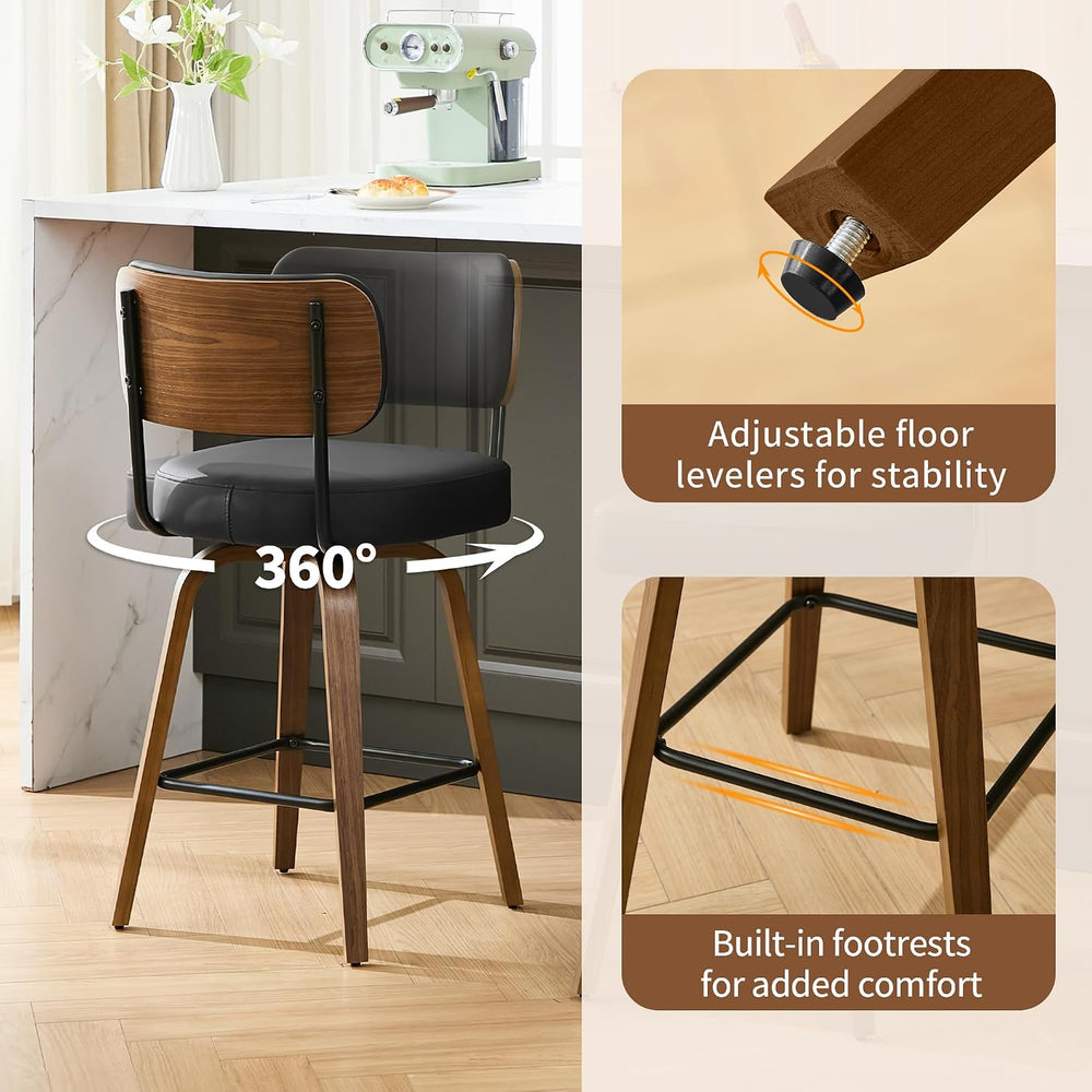 Solstrand 26" Swivel Counter Height Bar Stools Set of 3, Black