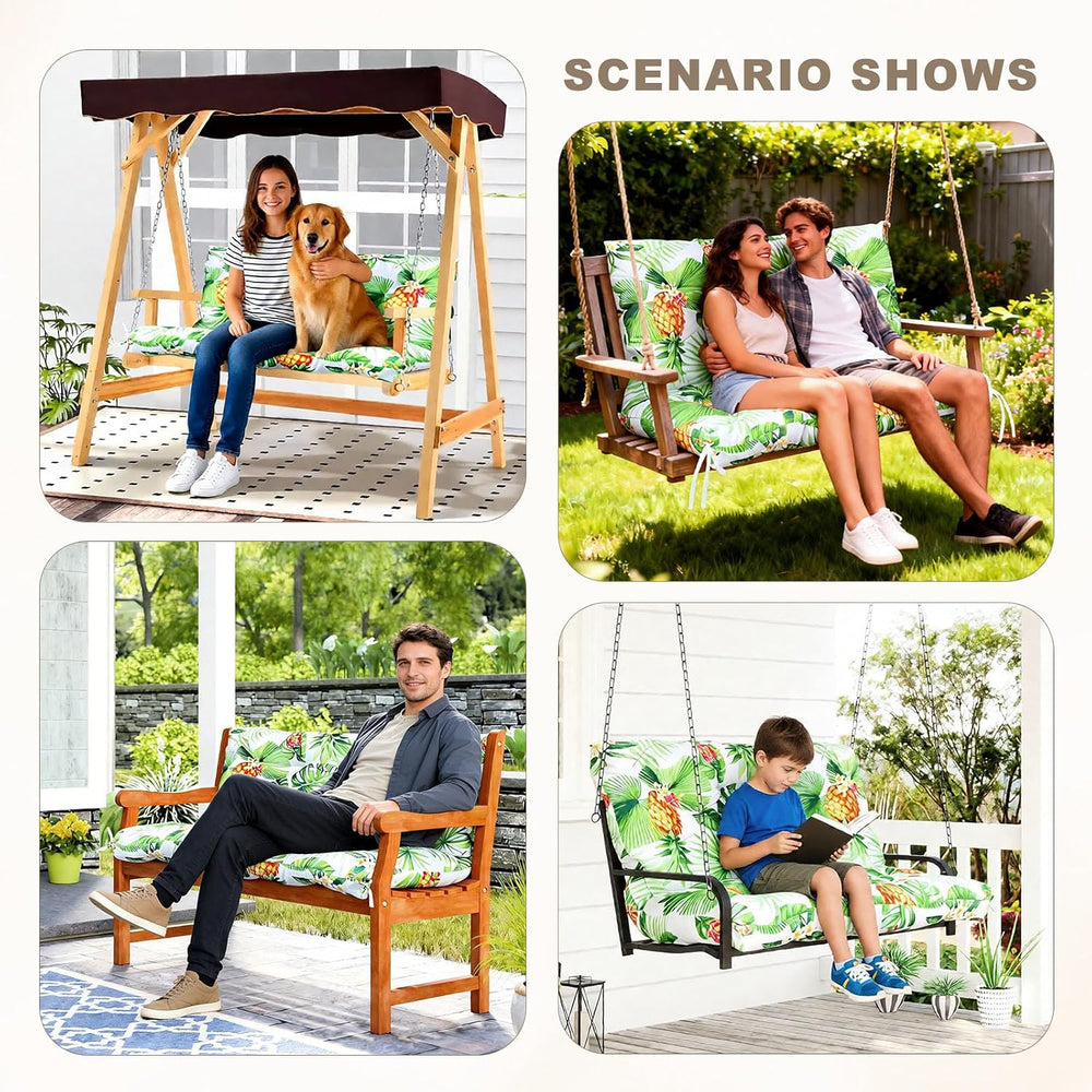 Porch Swing Cushion with Backrest,Waterproof Bench Cushion for Outdoor Furnit...