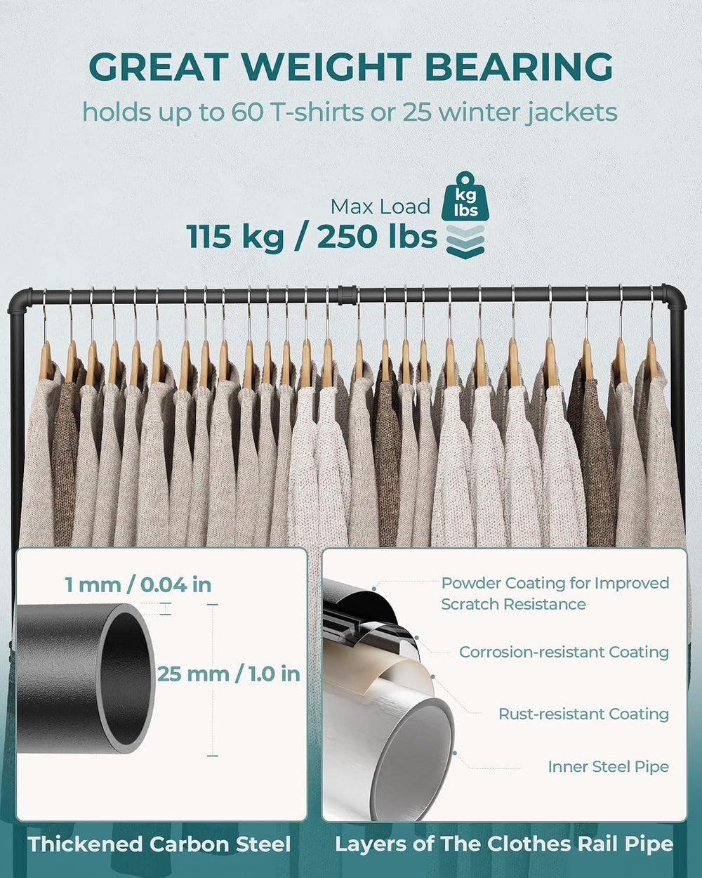 OROPY Clothing Rack, 2 Pack Heavy Duty Clothes Rack Freestanding